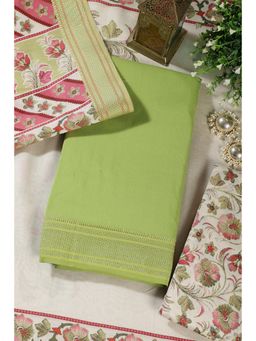 MEENA BAZAAR Since 1970 - Green Cotton Floral Unstitched Kurta with Pant and Dupatta