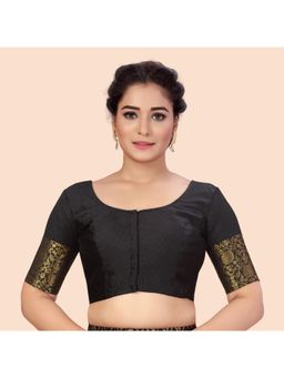 Studio Shringaar - Black Women's Brocade Elbow Length Sleeves Blouse