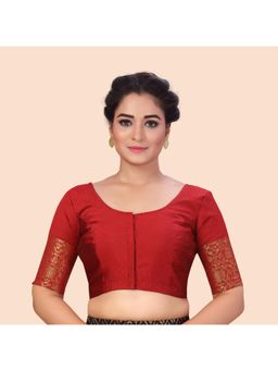 Studio Shringaar - Red Women's Brocade Elbow Length Sleeves Blouse