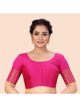 Studio Shringaar - Pink Women's Brocade Elbow Length Sleeves Blouse