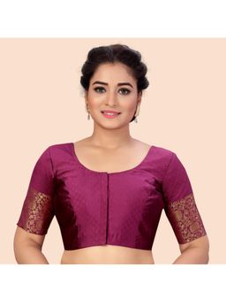Studio Shringaar - Wine Women's Brocade Elbow Length Sleeves Blouse