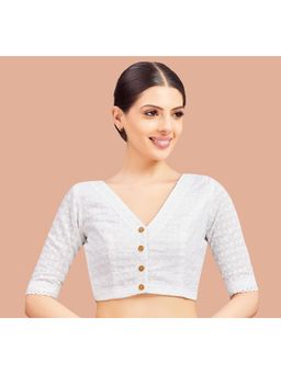 Studio Shringaar - Women's Cotton Chikan Embroidery Half Sleeve