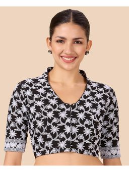 Studio Shringaar - Women's Black Cotton Readymade Blouse
