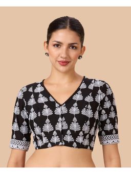 Studio Shringaar - Women's Black Cotton Petal Readymade Blouse