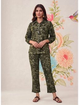 Lakshita - Women Olive Printed Rayon Co-Ord (Set of 2)