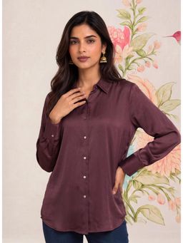 Lakshita - Wine Satin Shirt For Women