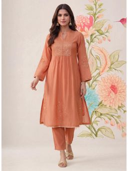 Lakshita - Malang Light Orange Embroidered A-Line Kurta and Pant