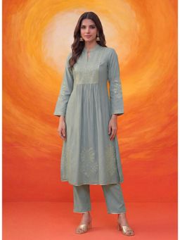 Lakshita - Malang Green Embroidered A-Line Kurta and Pant