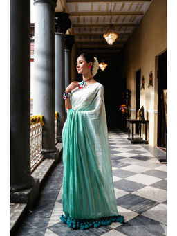 Ethnic Elements - Ombre Fade Zari Mul Cotton Handloom Saree without Blouse Piece