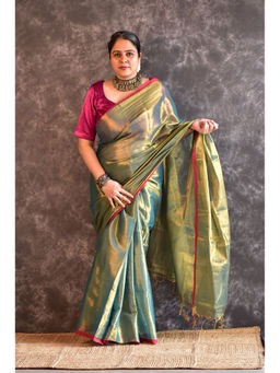 Sundarii - Womens Raji Solid Tissue Saree Without Blouse Piece