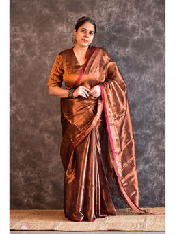 Sundarii - Womens Misri Solid Tissue Saree Without Blouse Piece