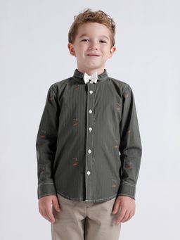 Kate & Oscar - Boys Shirt with Bow Olive