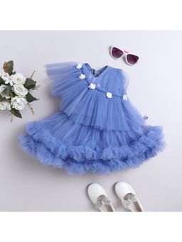 Many Frocks - Net Rose Party Dress Blue