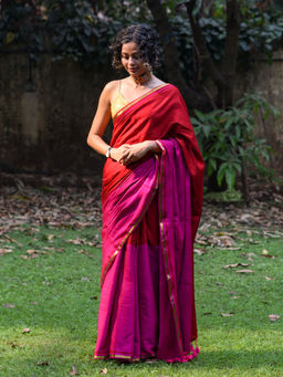 Suta - Multi-Color Colorblock Cotton Blend Saree
