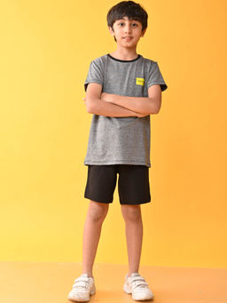 ANTHRILO - Cool Plans Black Melange Sporty Black T-Shirt & Shorts (Set of 2)