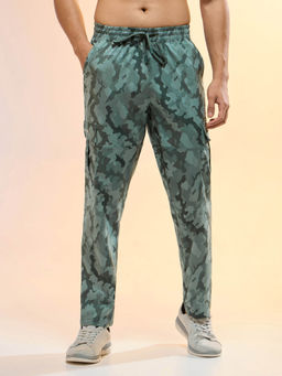 Technosport - Men Green Printed Straight Fit Sports Cargo with Ts Lytra Trackpant