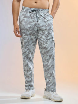 Technosport - Men Grey Printed Straight Fit Sports Cargo with Ts Lytra Trackpant