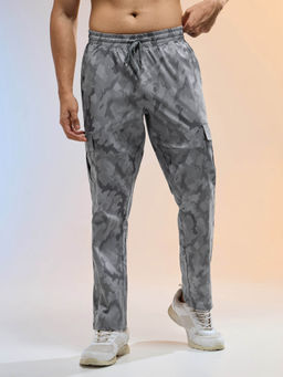 Technosport - Men Grey Printed Straight Fit Sports Cargo with Ts Lytra Trackpant