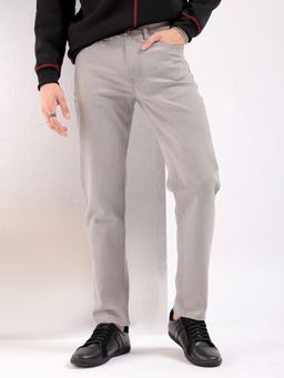 The Indian Garage Co - Light Grey Men's Slim Fit Solid Mid-Rise Jeans
