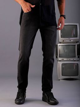 The Indian Garage Co - Black Men's Slim Fit Solid Mid-Rise Jeans