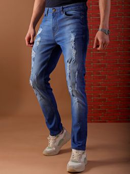The Indian Garage Co - Blue Slim Fit Mid-Rise Jeans