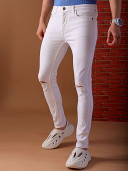 The Indian Garage Co - White Slim Fit Mid-Rise Jeans