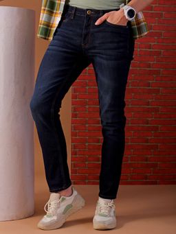 The Indian Garage Co - Dark Blue Slim Fit Solid Mid-Rise Jeans