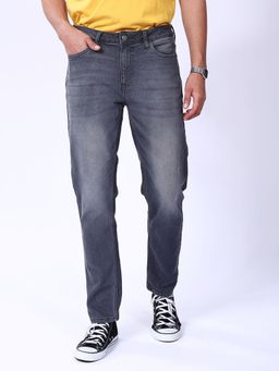 The Indian Garage Co - Men's Slim Fit Grey Solid Mid-Rise Jeans