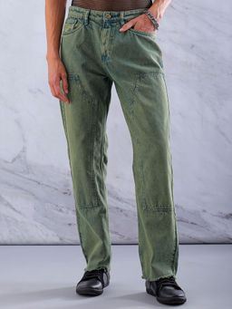 The Indian Garage Co - Men's Relaxed Straight Fit Patched Mid-Rise Jeans