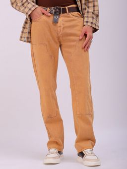 The Indian Garage Co - Men's Relaxed Straight Fit Patched Mid-Rise Jeans