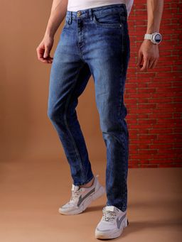 The Indian Garage Co - Men's Slim Fit Blue Solid Stretchable Jeans