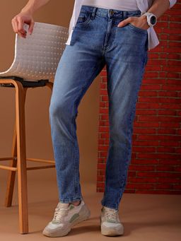 The Indian Garage Co - Blue Slim Fit Solid Stretchable Jeans