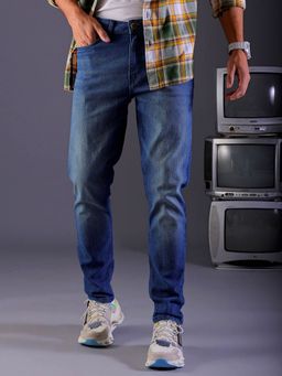 The Indian Garage Co - Men's Slim Fit Blue Stretchable Jeans