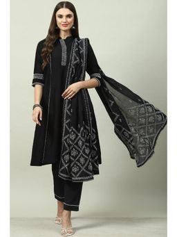 Biba - Black Embroidered Suit (Set of 3)
