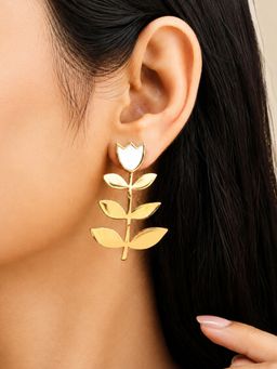 ARTKLIM - White Tulip Statement Leaf Anti-Tarnish Earring