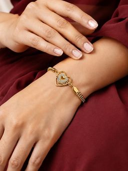 ARTKLIM - Crystal Heart Cuban Link Gold Anti-Tarnish Bracelet