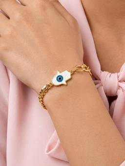ARTKLIM - Hamsa Evil Eye Gold Charm Anti-Tarnish Bracelet
