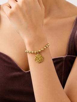 ARTKLIM - Gold Rose Charm Adjustable Anti-Tarnish Bracelet
