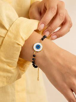 ARTKLIM - Evil Eye Round Charm Anti-Tarnish Bracelet