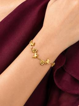 ARTKLIM - Gold Butterfly and Flower Charm Anti-Tarnish Bracelet