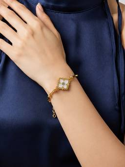 ARTKLIM - White Clover Bamboo Link Anti-Tarnish Bracelet