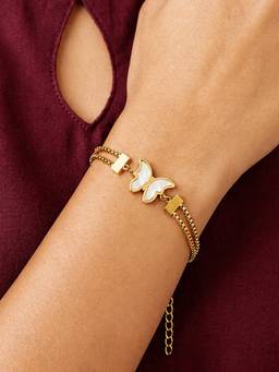 ARTKLIM - Double Chain Butterfly Gold Anti-Tarnish Bracelet