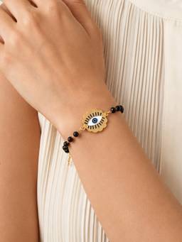 ARTKLIM - Floral Evil Eye Gold Bracelet Anti-Tarnish Bracelet