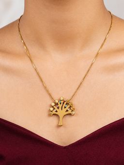 ARTKLIM - Crystal Tree Of Life Gold Chain Anti-Tarnish Necklace