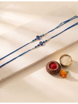STILEADDA - Blue Evil Eye Thread Rakhi With Roli Chawal (Pack of 2)