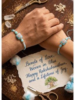 STILEADDA - Blue Thread Rakhi With Roli Chawal (Pack of 2)