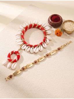 STILEADDA - Multi-Color Bhai Bhabhi Designer Rakhi And Lumba With Roli Chawal