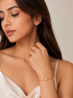 Accessher - Gold-Toned Heart Bracelet For Women
