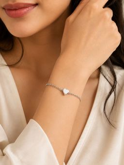 Accessher - Silver-Toned Heart Bracelet For Women