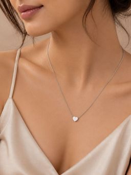 Accessher - Silver-Toned Heart Pendant Neckchain For Women